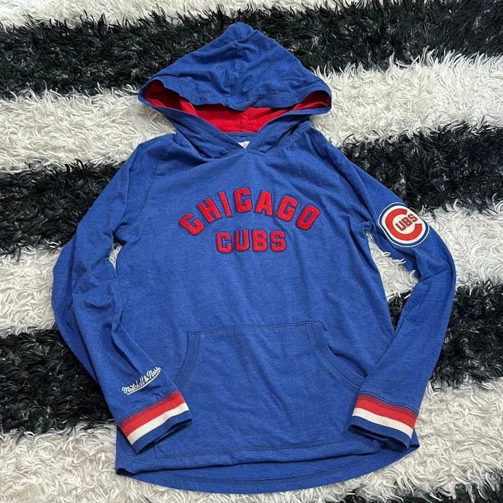 Mitchell & Ness Boy’s Chicago Cubs Blue Hooded Tee, M (10/12)